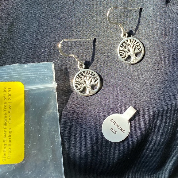New Sterling Silver Tree of Life Earrings Stamped 925 - Picture 8 of 9
